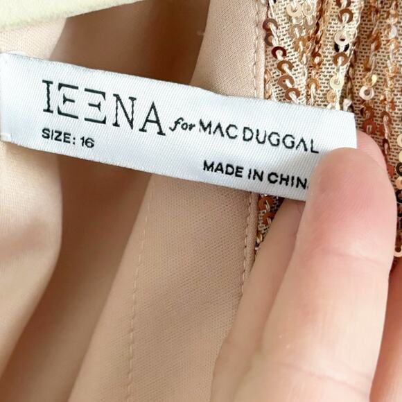 Mac Duggal Sequin One Shoulder Gown NWT 16 Rose Gold Formal Dress 26694 - Picture 8 of 10